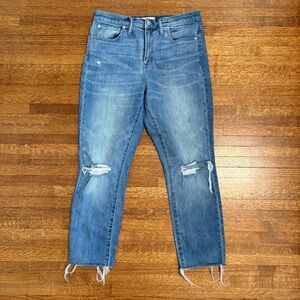 Madewell Womens size 29 Jeans Distressed High Rise Crop Raw Hem‎ Denim Blue